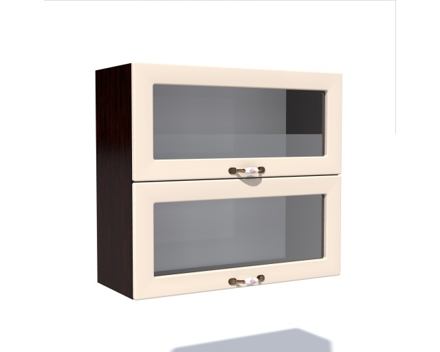 Corp superior vitrina 80 cu 2 usi orizontale Zebra MDF vanilie simplu